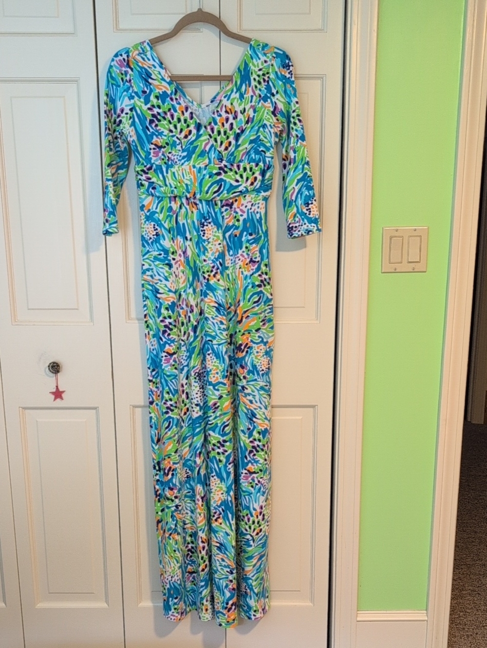 Lilly Pulitzer maxi dress in blue tropical print